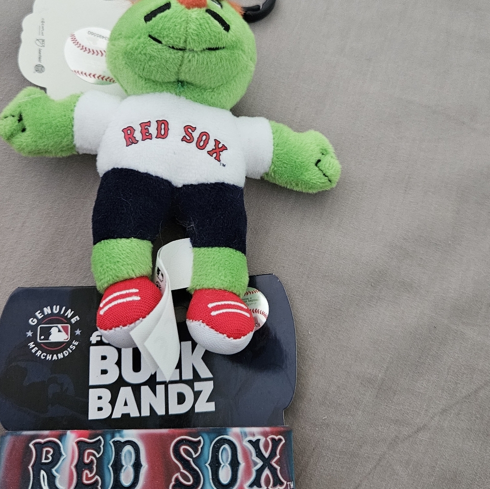 NWT  Red Sox Green Monster Plush Toy And Bracelet